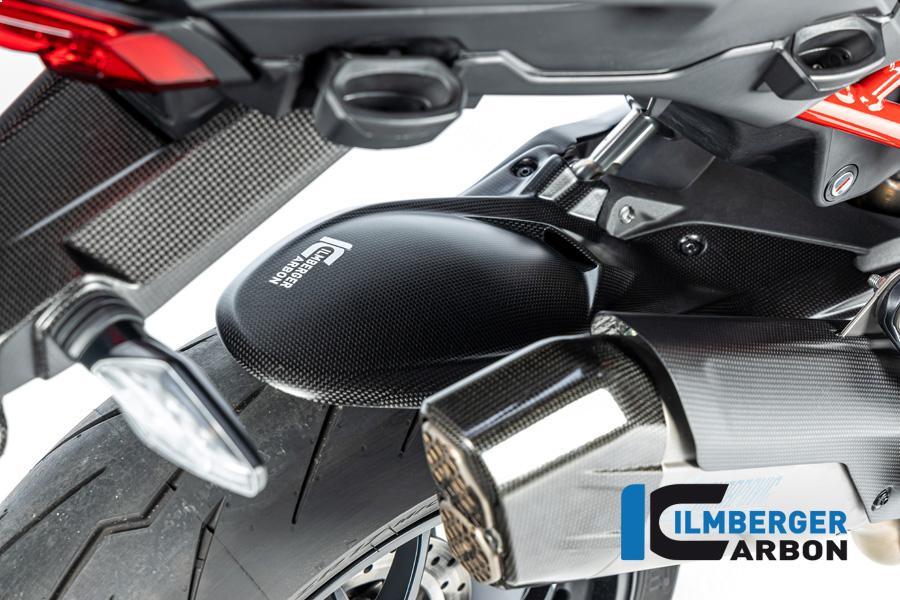 Ilmberger Carbon Kotflügel hinten mit Bremsleitungsabdeckung, matt, Ducati Multistrada V4 Pike's Peak 2022-