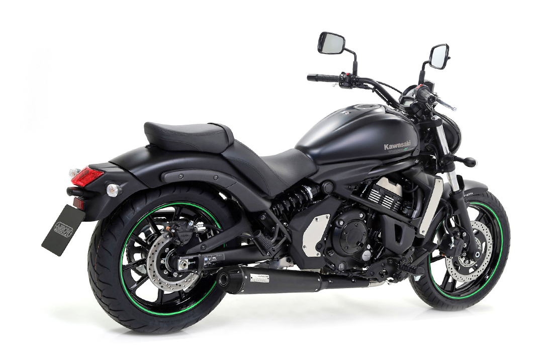 ARROW Auspuff Komplettanlage DARK REBEL Edelstahl schwarz u. Aluminium für Kawasaki Vulcan S 650 2021-2023