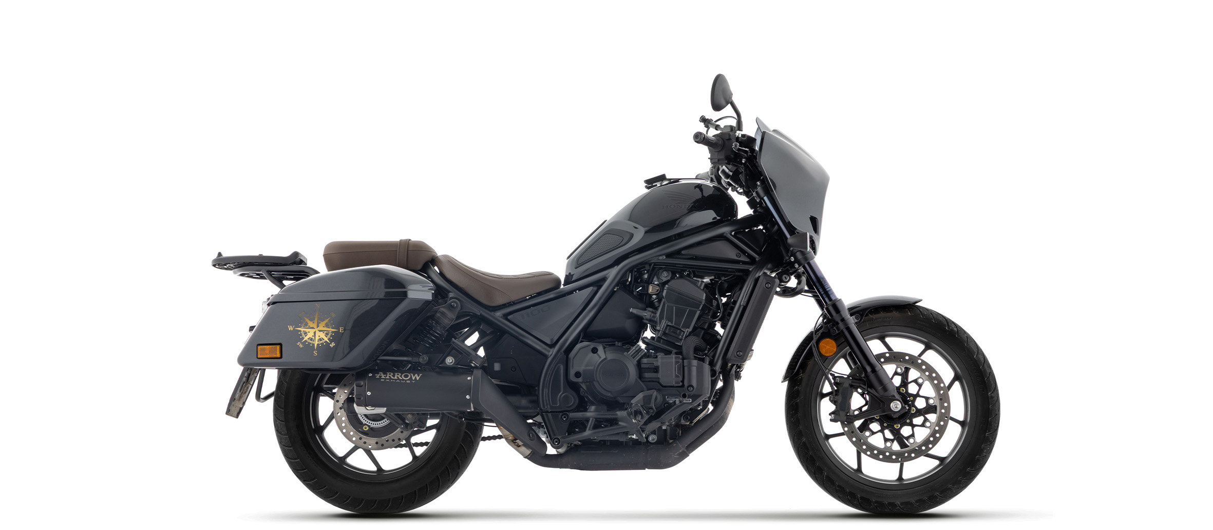 ARROW Auspuff REBEL DARK Sip-On mit Carbon-Endkappe für Honda CMX 1100 Rebel T, 2025-