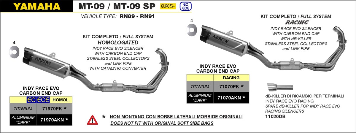 ARROW Auspuff INDY RACE EVO Titanhülle für Yamaha MT09 / SP Modelljahr 2024-