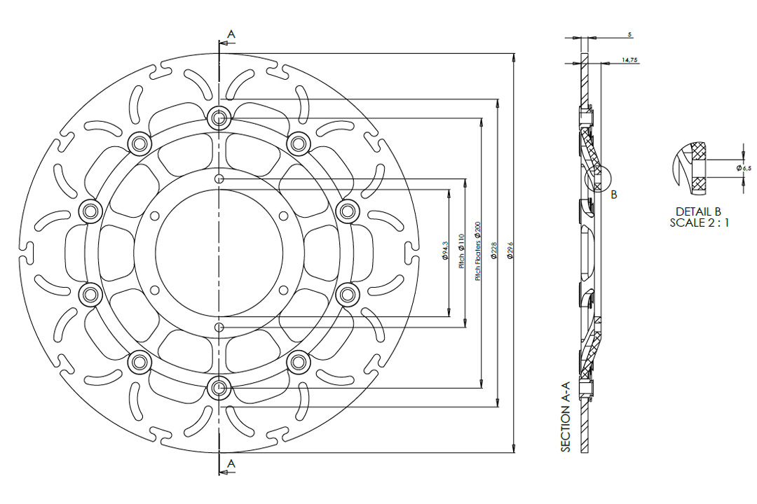 alpha Technik Bremsscheibe Omega-Design ABD33, vorne für Honda CB600F Hornet, CBR 600F