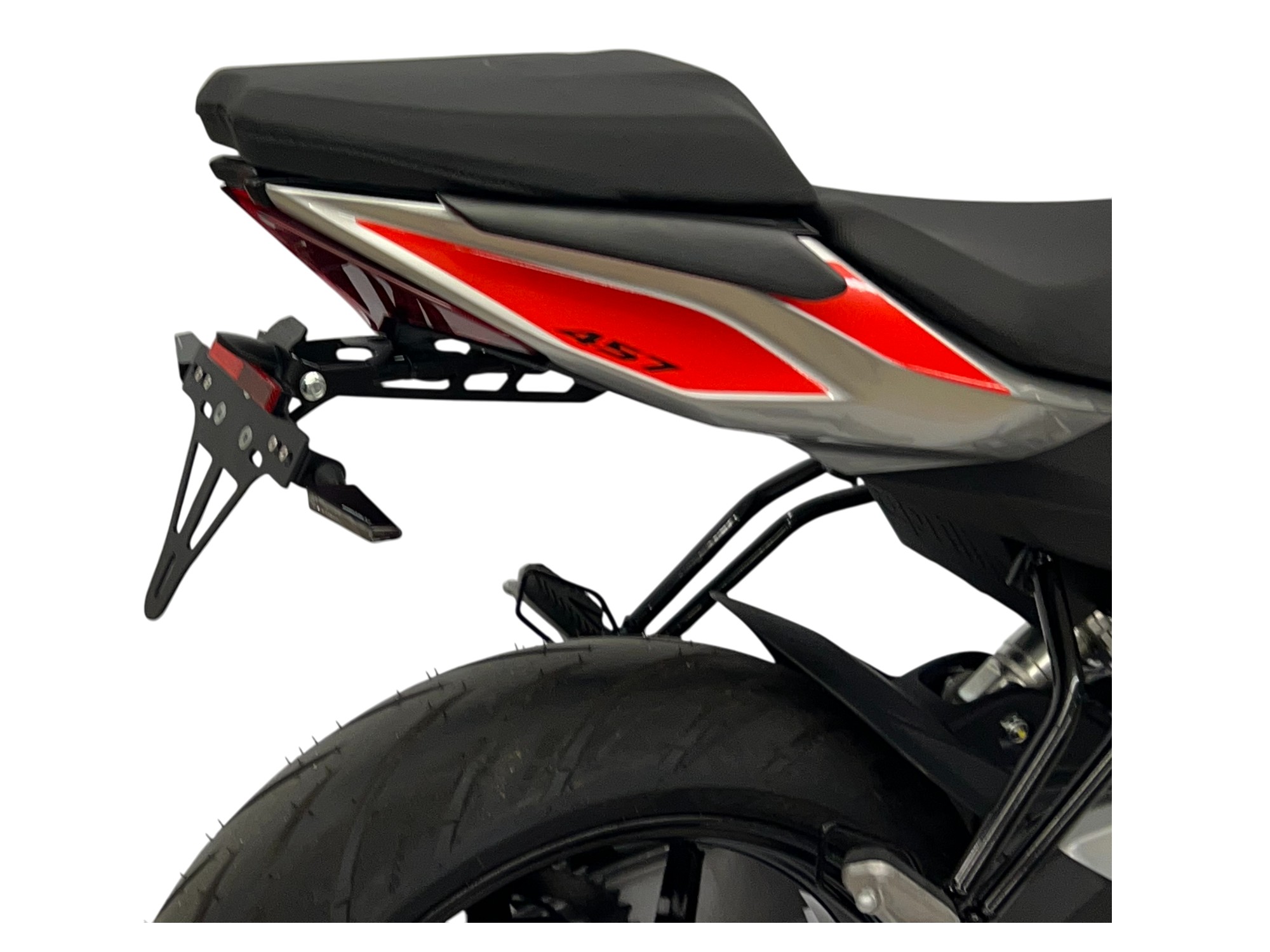 alpha Technik Kennzeichenhalter Edelstahl schwarz für Aprilia RS 457 / Tuono 457 ab 2024-