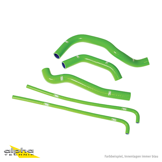 SAMCO SPORT Siliconschlauch Kit inklusive Überlauf grün für Kawasaki KLR650 Tengai Modelljahr 1987-2005