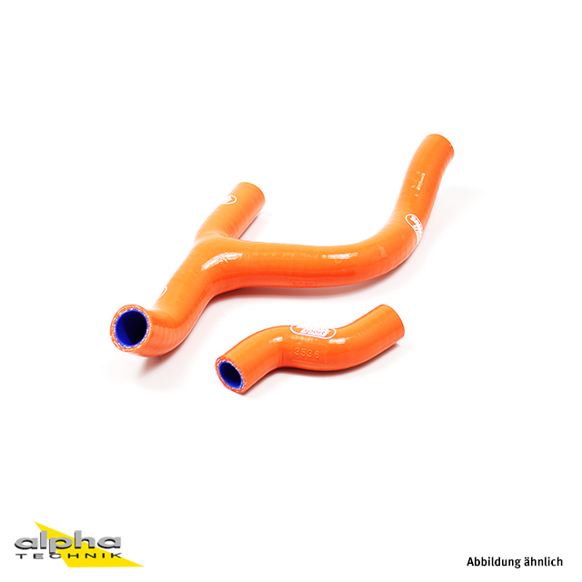 SAMCO SPORT Siliconschlauch Kit Y-Stück - Race Design orange für KTM 250 SX-F 250 XC-F 350 SX-F XCF350 Husqvarna FC250 FC350 Modelljahr 2011-2015