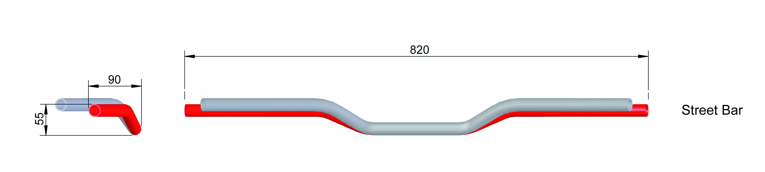 LSL Alu-Lenker Street Bar A00, 7/8 Zoll, matt-schwarz