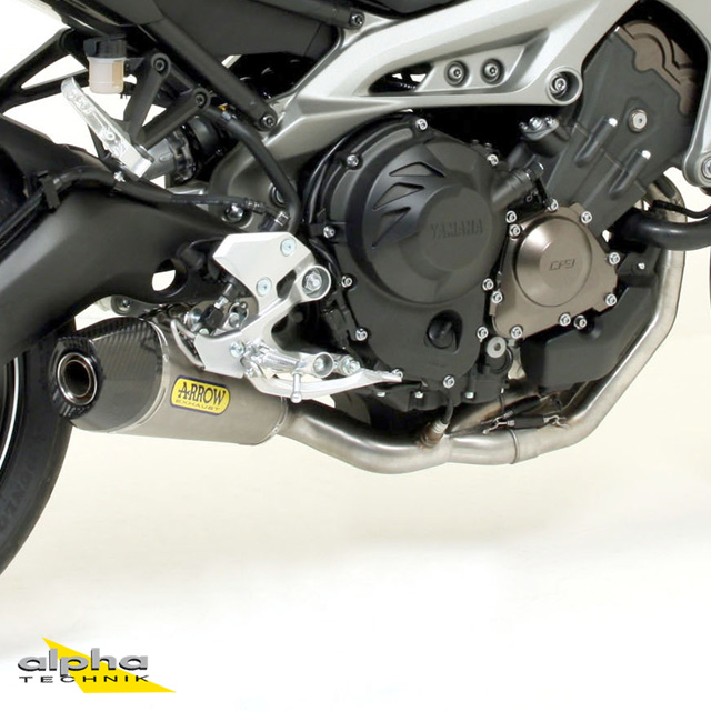 ARROW Auspuff X-KONE für Yamaha MT09 / Tracer 900 2013-, Aluminium schwarz mit Edelstahl Endkappe (Nur mit ARROW Krümmer)