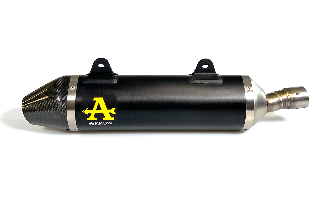 ARROW Auspuff DARK THUNDER mit Carbon-Endkappe für Aprilia RX125 / SX125 Modelljahr 2021-2023