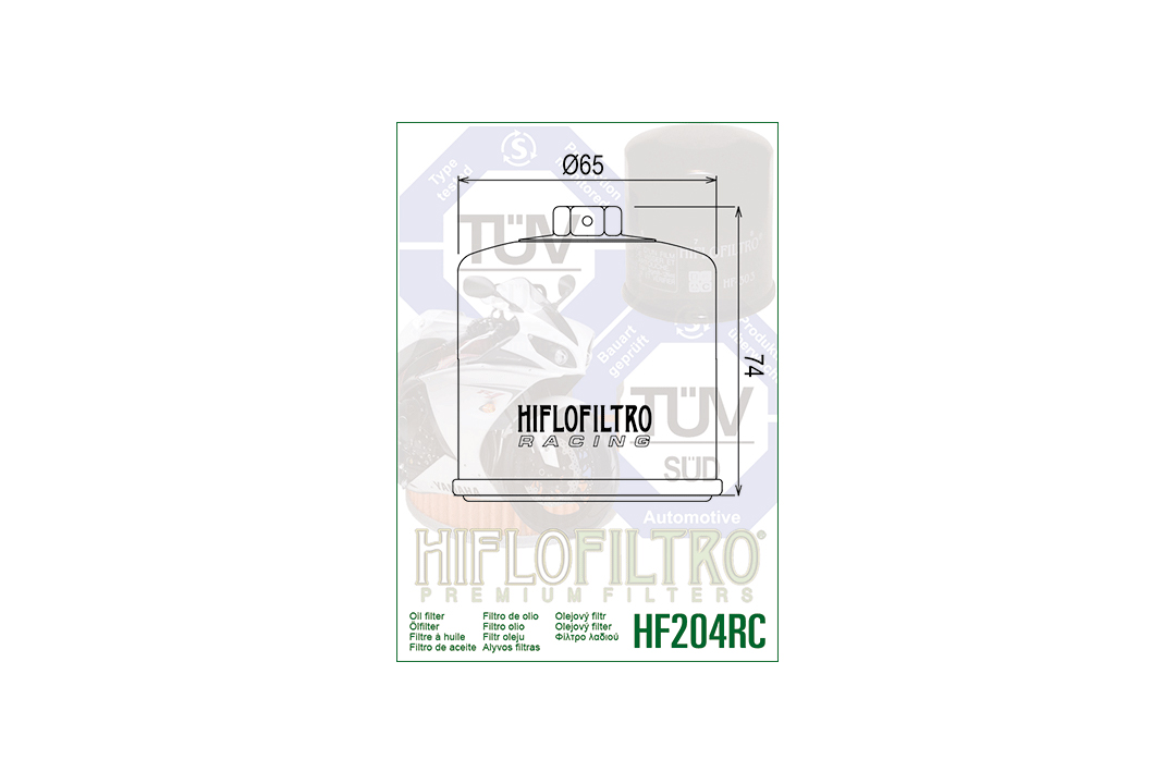 HIFLO Ölfilter HF204RC Racing für Honda / Kawasaki / MV Agusta / Suzuki / Triumph/ Yamaha