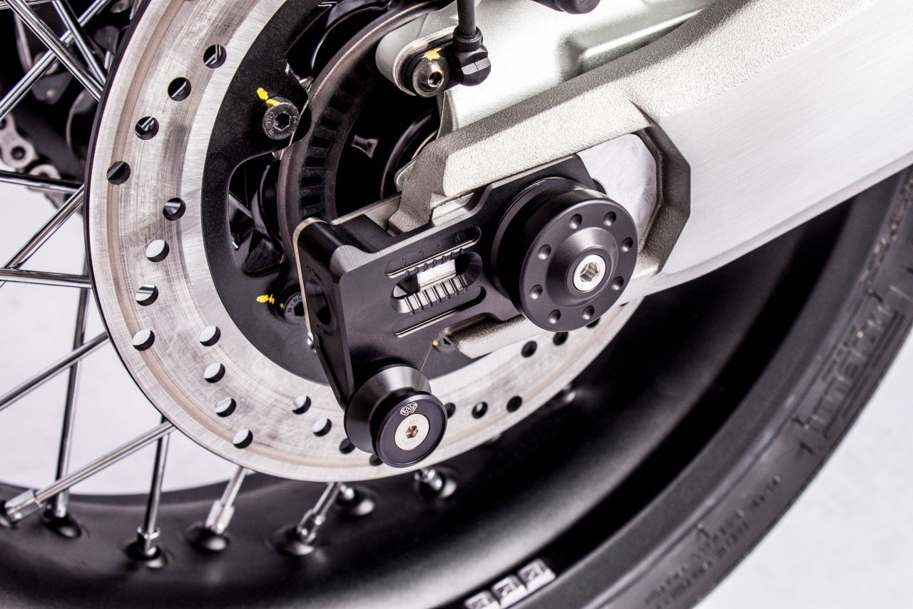 GILLES Axle Block, chain adjuster, Ducati Scrambler 800 and Scrambler 1100, matt black