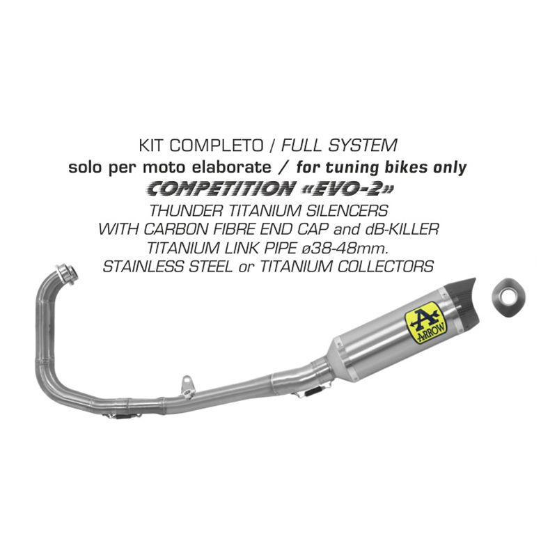 ARROW Auspuff Komplettanlage THUNDER COMPETITION EVO-2 FULL TITANIUM SYSTEM für Yamaha YZF-R3 2015, Titan 