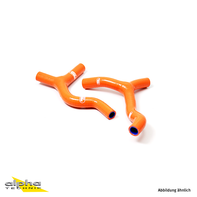 SAMCO SPORT Siliconschlauch Kit Y-Stück - Race Design orange für KTM 85 SX Husqvarna TC85 Modelljahr 2013-2017