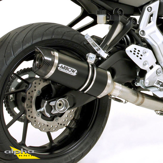 ARROW Auspuff DARK THUNDER für Yamaha MT07 / Tracer 700 2014-2020, Aluminium schwarz mit Carbon Endkappe (Nur mit ARROW Krümmer)