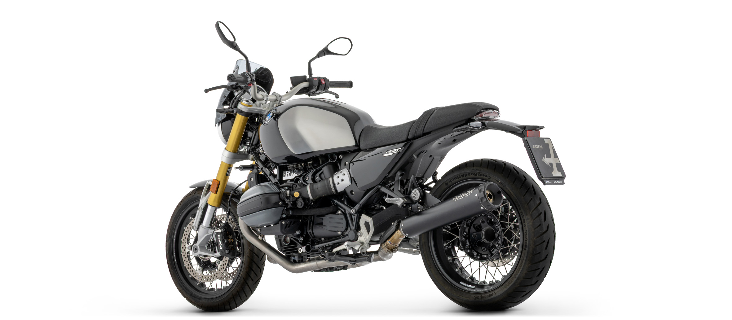 ARROW Auspuff REBEL DARK Slip-On mit schwarzer Aluminium-Endkappe für BMW R12 nineT, 2024-