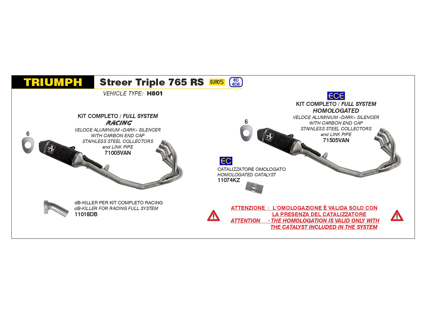 ARROW Racing Komplettanlage für Triumph Street Triple 765 RS Modelljahr 2023-