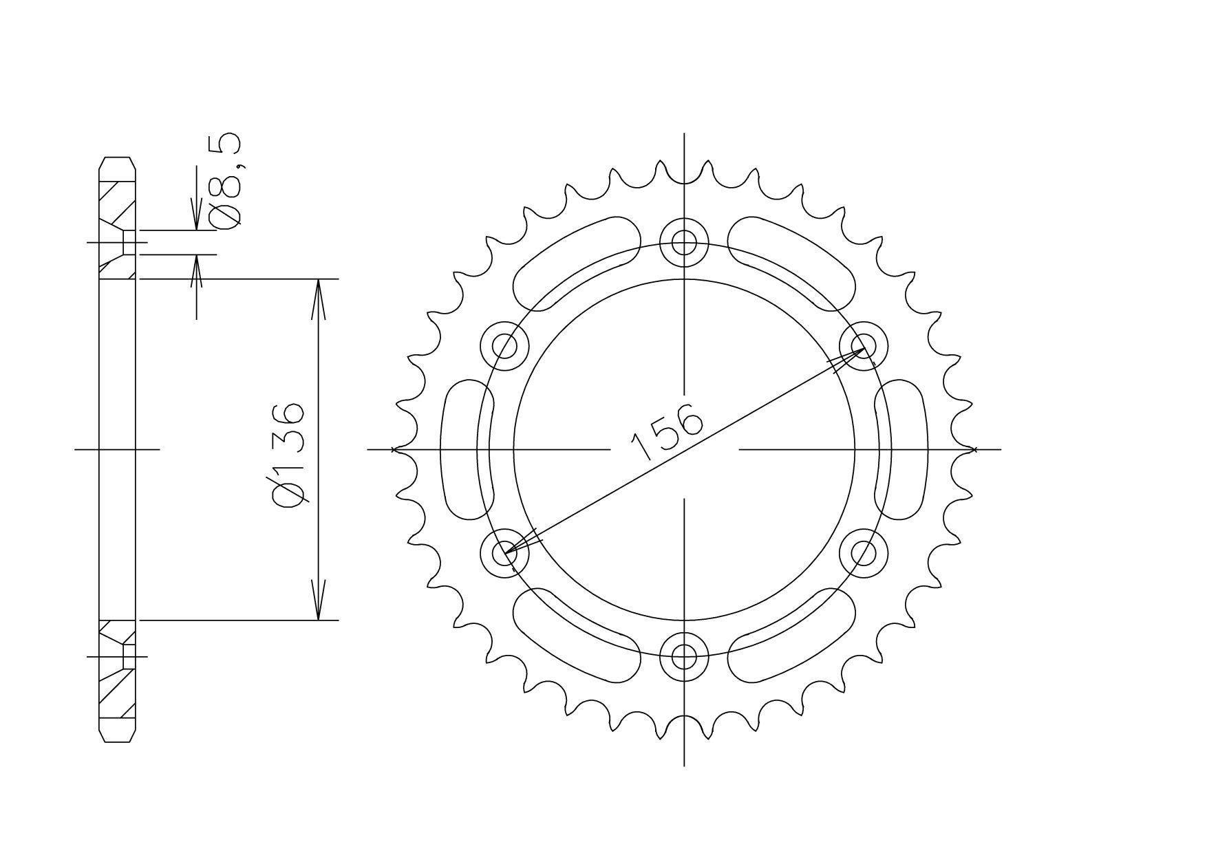 DID Kettensatz mit 428VX Kette, Farbe standard, für Husqvarna TE125, Modelljahr 2011-2013