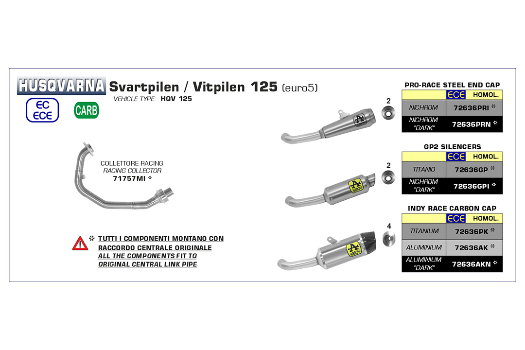 ARROW Auspuff PRO RACE für Husqvarna Svartpilen 125 2021-, Edelstahl
