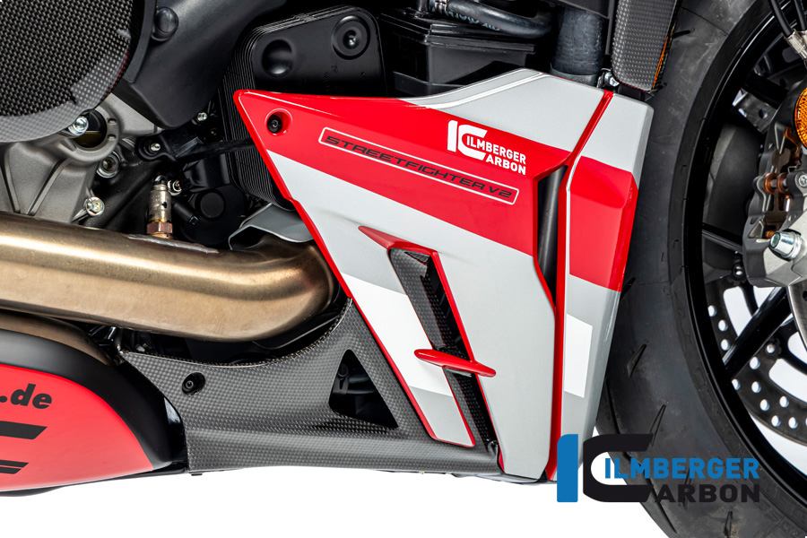 Ilmberger Carbon Verkleidungsunterteilverlängerung rechts, glänzend, Ducati Streetfighter V2,  2022-
