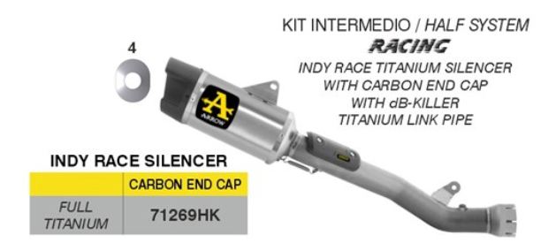 ARROW RACING Half-System Anlage mit Indy Race Evo Schalldämpfer für Yamaha YZF-R1 Modelljahr 2025-