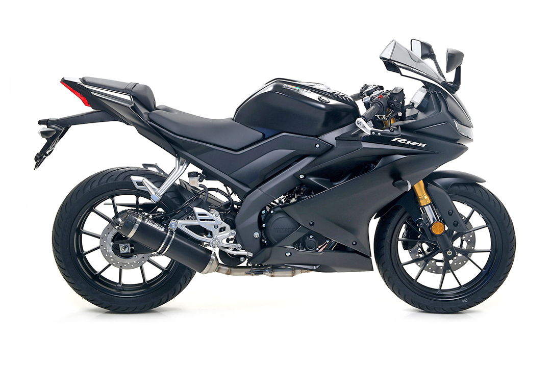 ARROW Auspuff DARK THUNDER Alu schwarz mit Carbon-Endkappe Auspuff für Yamaha YZF-R125 2019- MT125 2019-