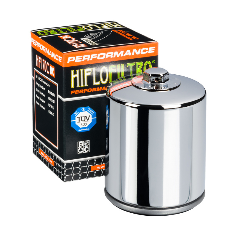 HIFLO Ölfilter  HF170CRC (Chrom)  für diverse Harley Davidson Modelle mit O-Ring-Satz
