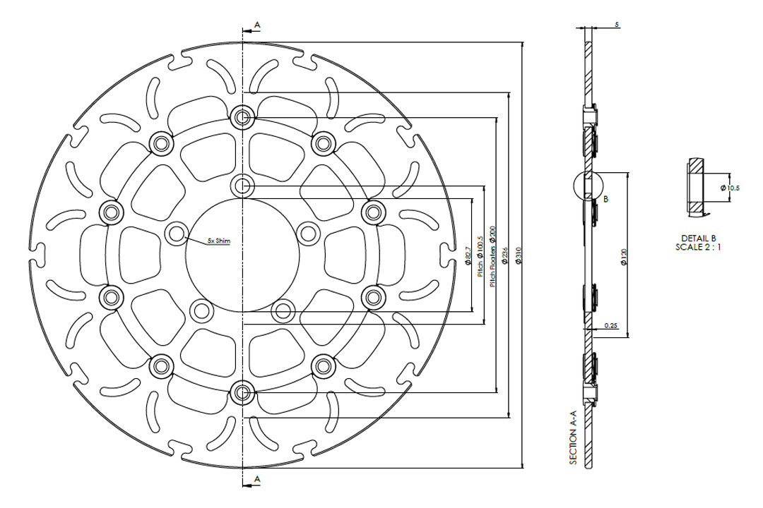 alpha Technik Bremsscheibe Omega-Design ABD33, vorne für Triumph Bonneville, Street Cup, Street Twin, Thruxton / R