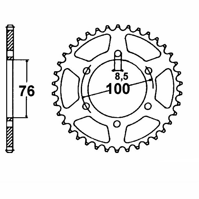 DID Kettensatz mit 428VX Kette, Farbe standard, für Yamaha YZF-R125, Typ RE06 / RE11 / RE29, Modelljahr 2008-2018