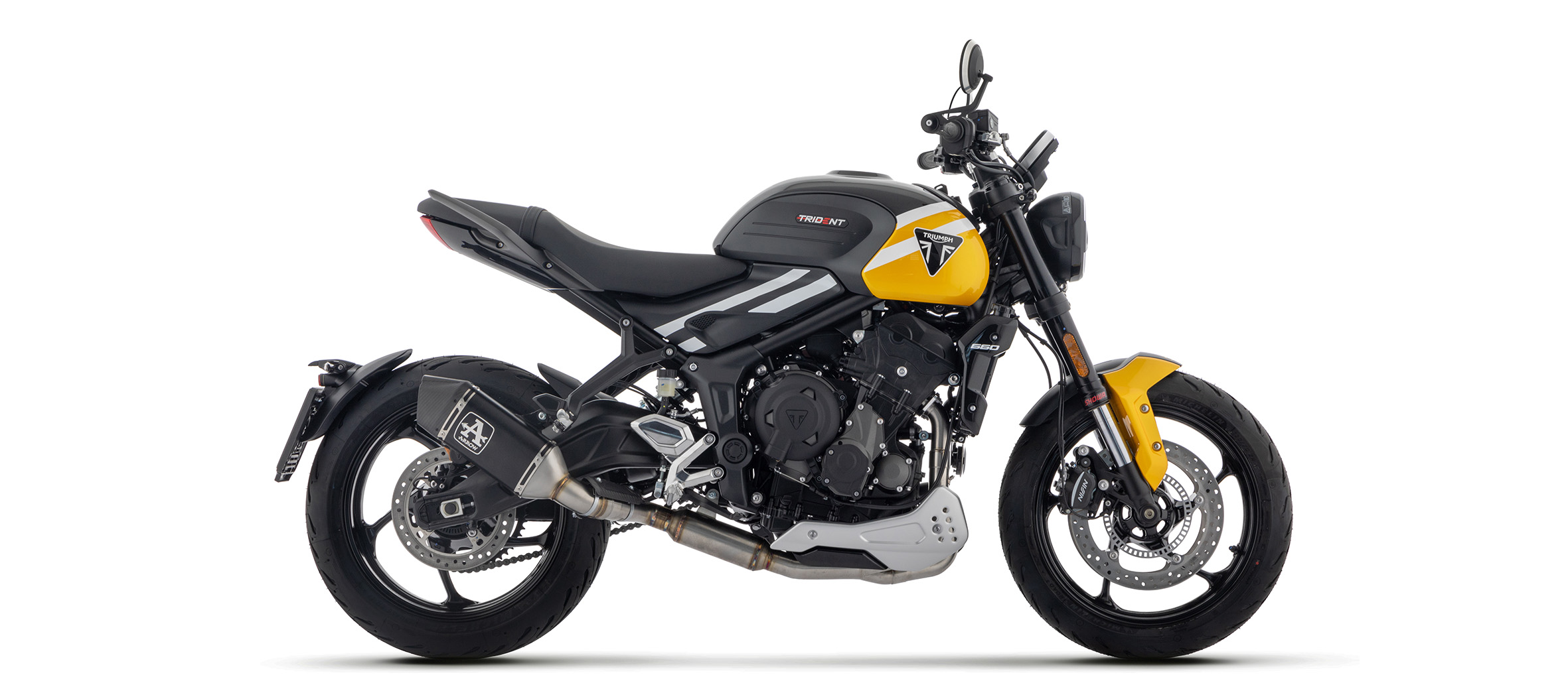 ARROW Komplettanlage mit VELOCE Endschalldämper schwarz mit Cabonendkappe für Triumph Trident 660, 2025-