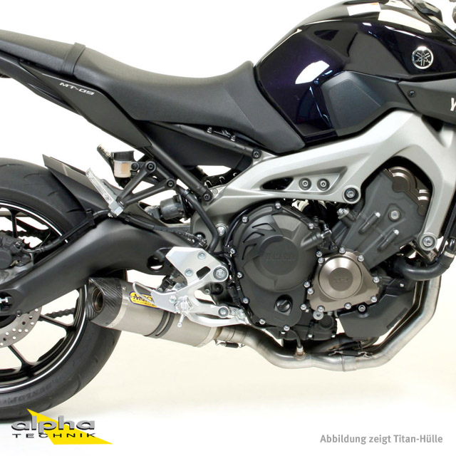 ARROW Auspuff THUNDER für Yamaha MT09 / Tracer 900 2013-, Aluminium mit Carbon Endkappe (Nur mit ARROW Krümmer)