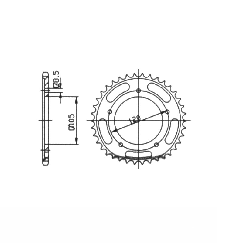 DID Kettensatz mit 428VX Kette, Farbe standard, für Sachs ZZ125, Typ 660, Modelljahr 1997-2001