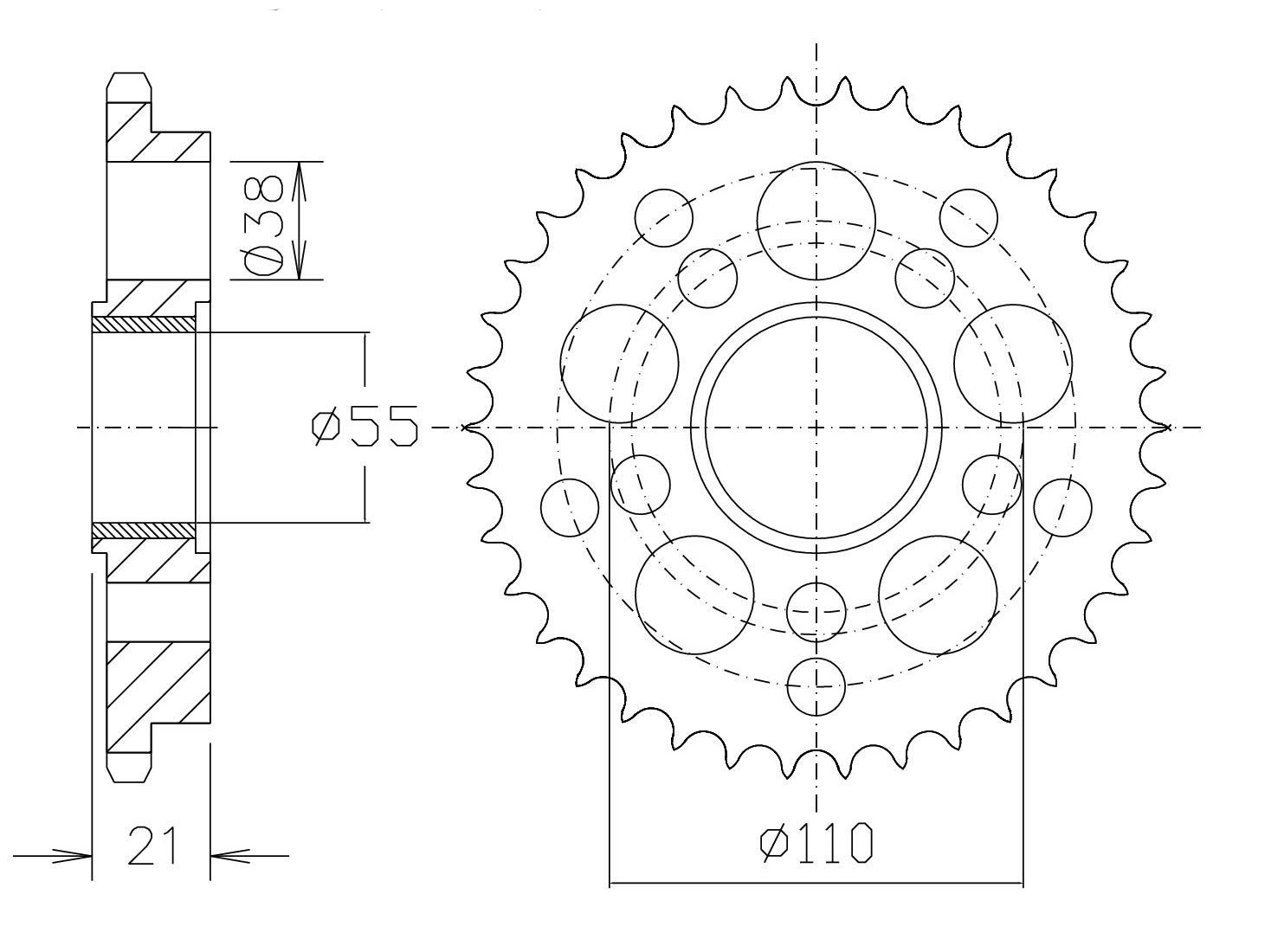 DID Kettensatz mit 520ZVM-X Kette, Farbe standard, für Adapter 23-170-550, Kettenlänge 94 Glieder, Übersetzung 15x36,