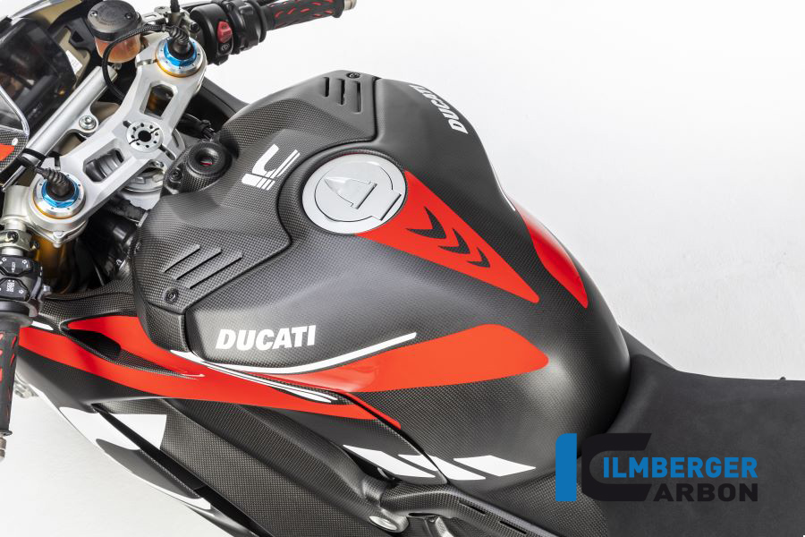 Ilmberger Carbon Tankverkleidung mit Crashpads, matt, Ducati Panigale V4, V4S, V4R 2019-