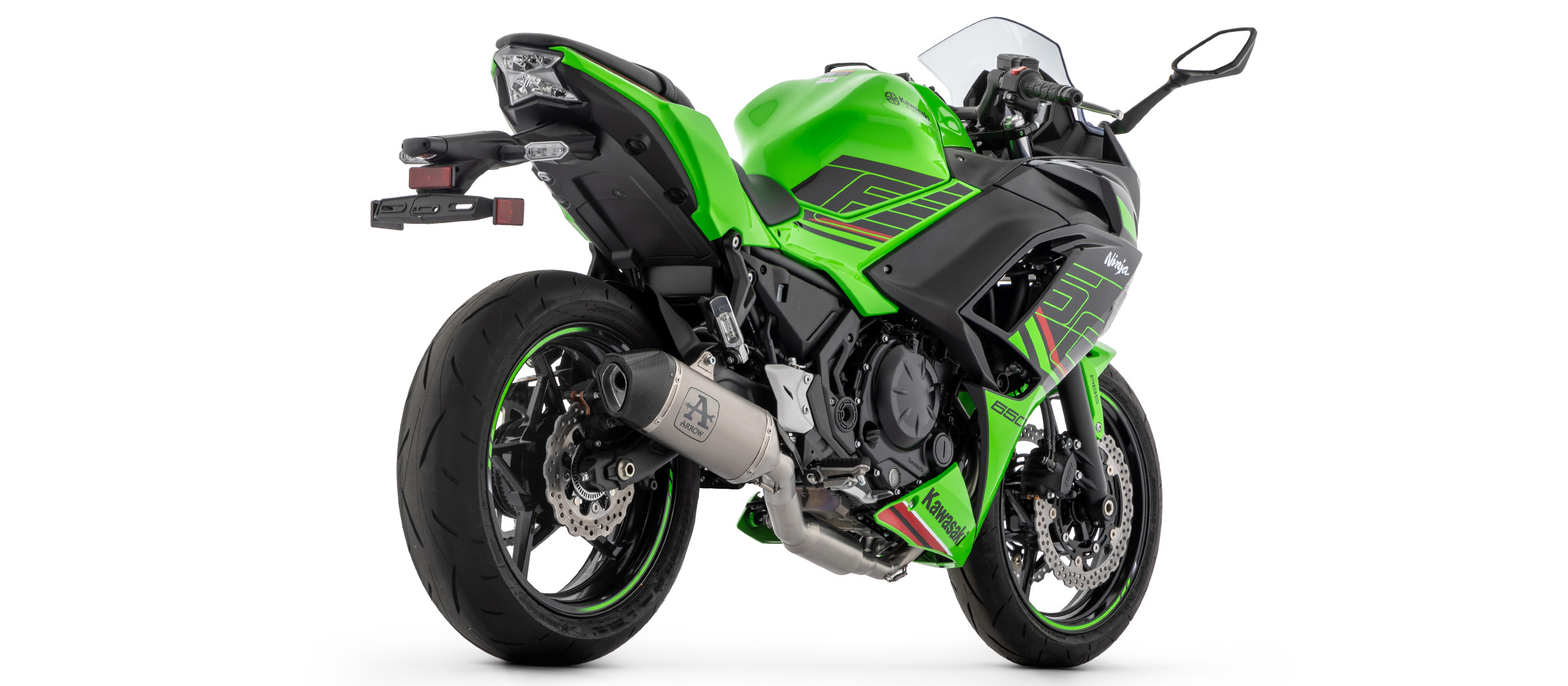 ARROW Komplettanlage mit VELOCE Endschalldämper Titan mit Cabonendkappe für Kawasaki Ninja 650, Z650 Modelljahr 2024-