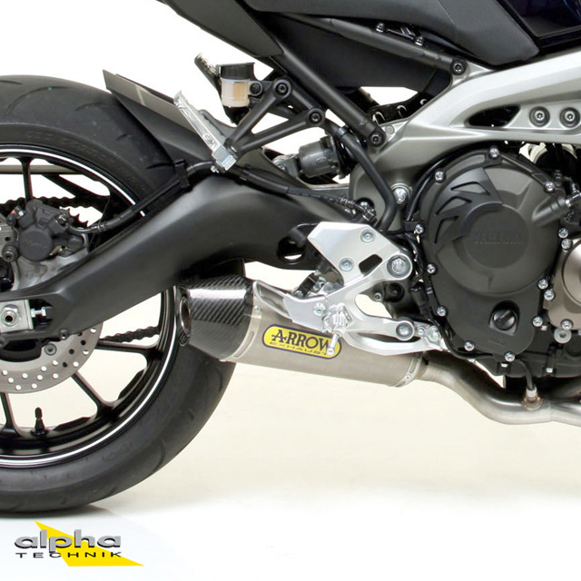 ARROW Auspuff X-KONE für Yamaha MT09 / Tracer 900 2013-, Aluminium schwarz mit Edelstahl Endkappe (Nur mit ARROW Krümmer)
