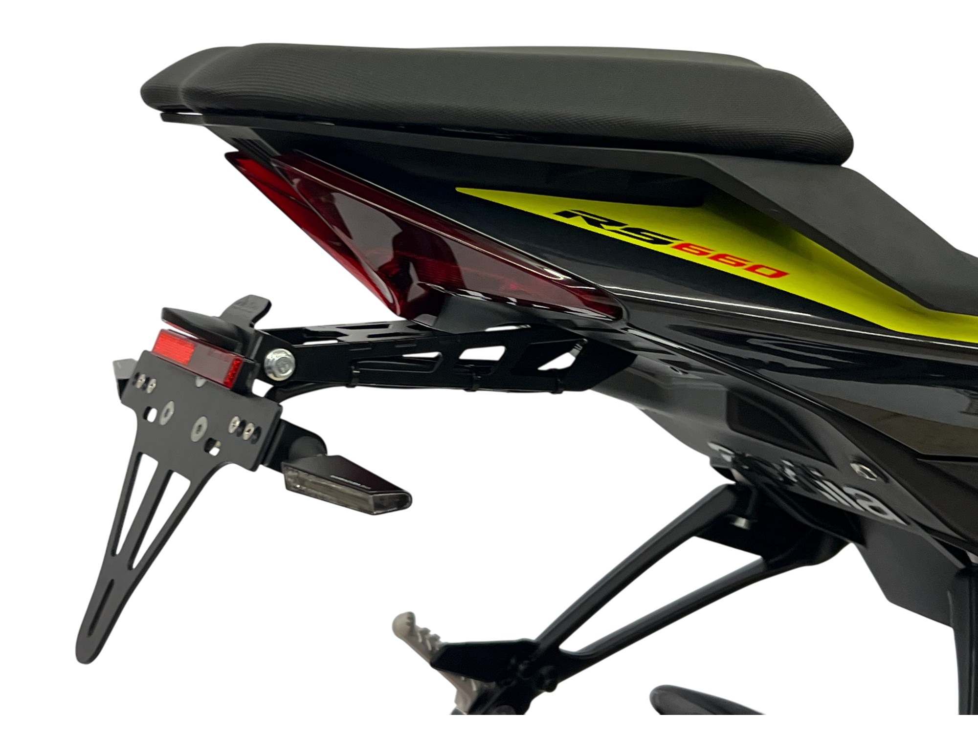 alpha Technik Kennzeichenhalter Edelstahl schwarz für Aprilia RS 457 / Tuono 457 ab 2024-