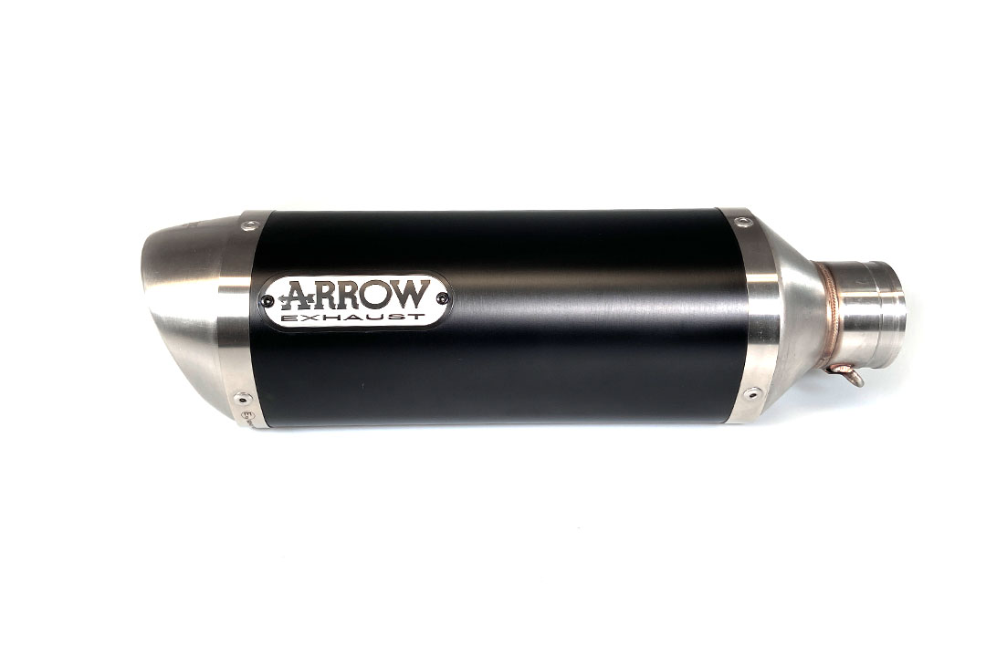 ARROW Auspuff DARK THUNDER für Yamaha MT09 / Tracer 900 2013-, Aluminium schwarz mit Edelstahl Endkappe (Nur mit ARROW Krümmer)