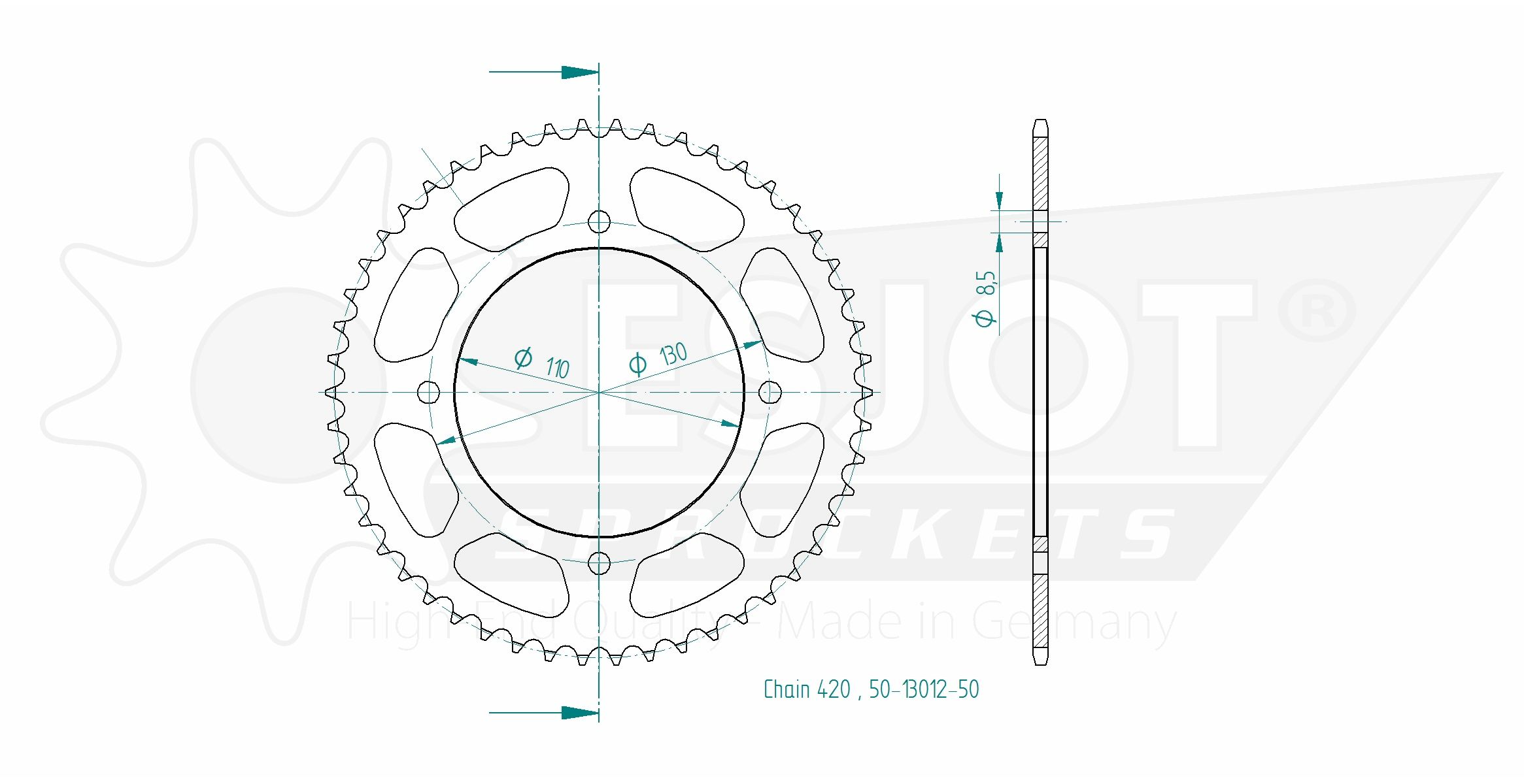 Esjot Kettenrad Z-52 Honda CR80, CR85, CRF150, Alu