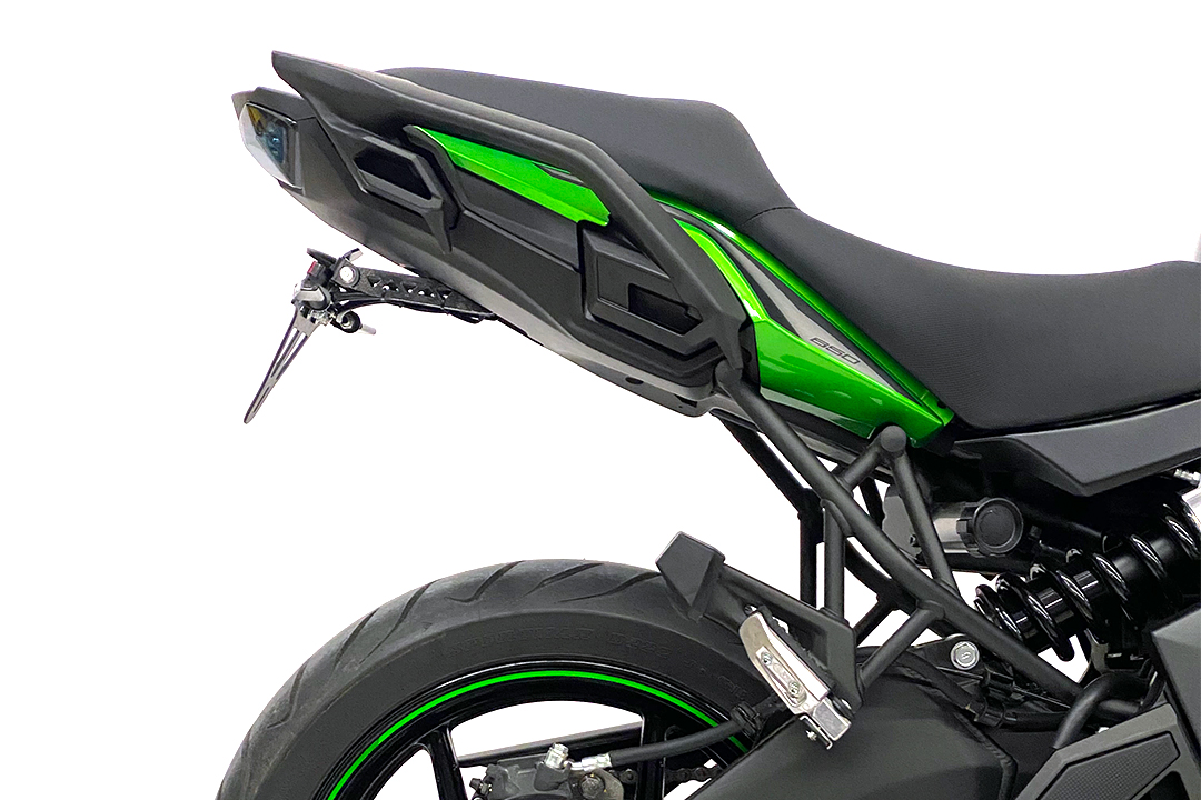 alpha Technik Kennzeichenhalter Edelstahl schwarz für Kawasaki Versys 650 ab 2015-