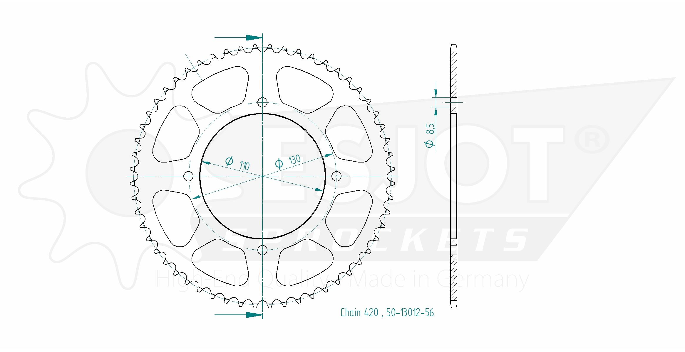 Esjot Kettenrad Z-56 Honda CR80, CR85, CRF150, Alu