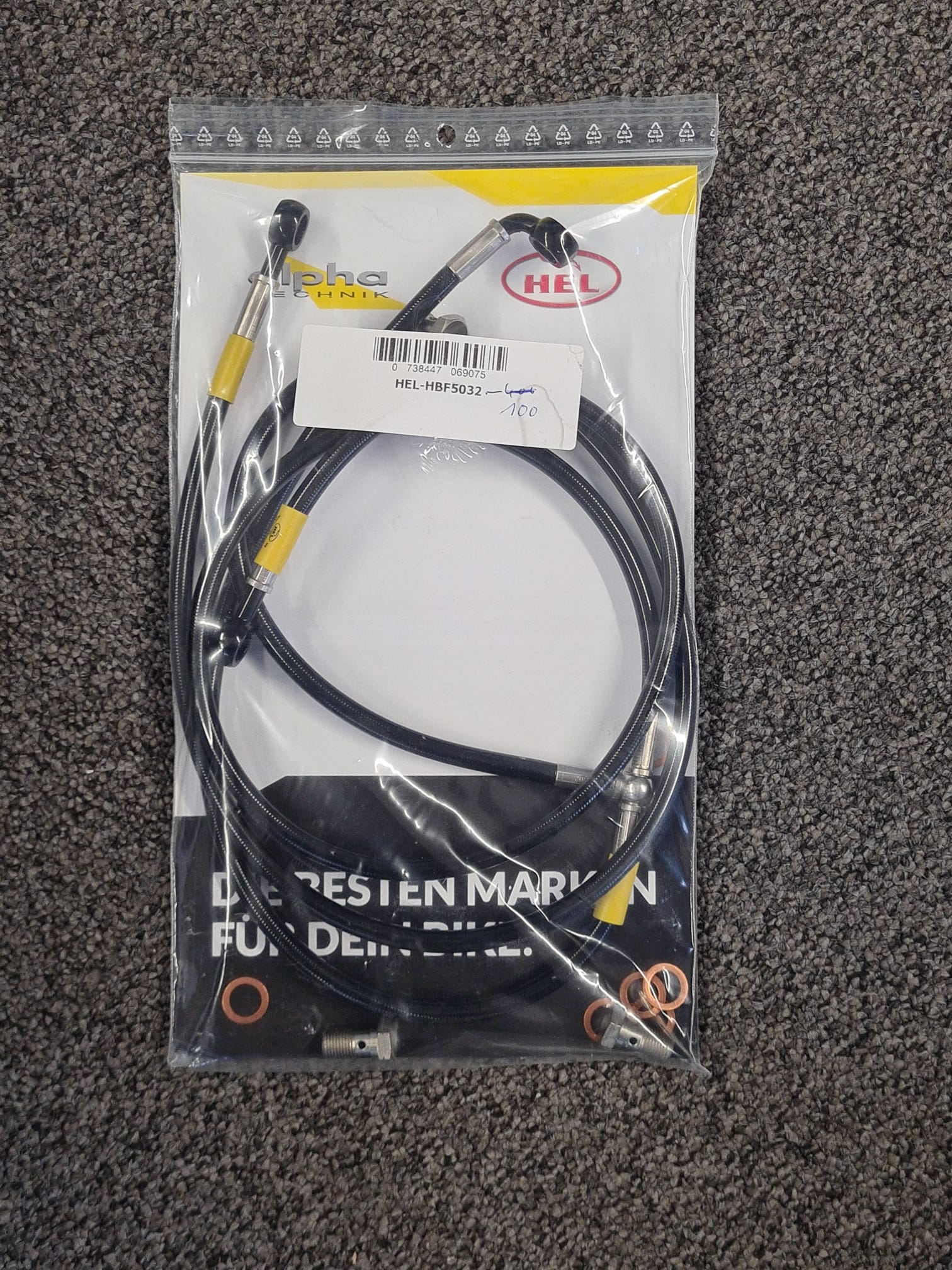 HEL Stahlflexleitung vorne Verlegeart OEM für KTM 990 Adventurer 2008 - 2009, Edelstahl