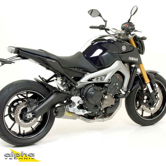 ARROW Auspuff X-KONE für Yamaha MT09 / Tracer 900 2013-, Aluminium schwarz mit Edelstahl Endkappe (Nur mit ARROW Krümmer)