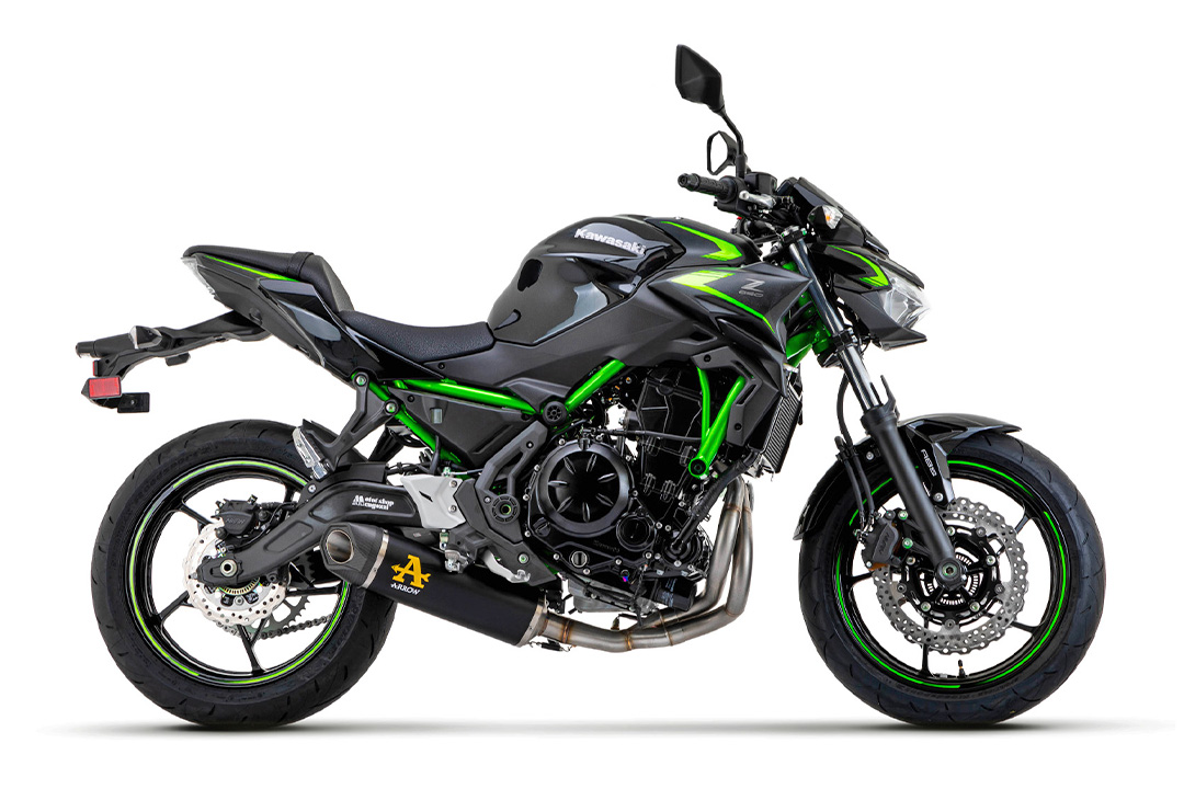 ARROW Auspuffanlage INDY RACE Aluminium schwarz für Kawasaki Z650 und Ninja 650 Modelljahr 2021-