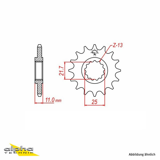 Ritzel, 14 Zähne, Teilung 520