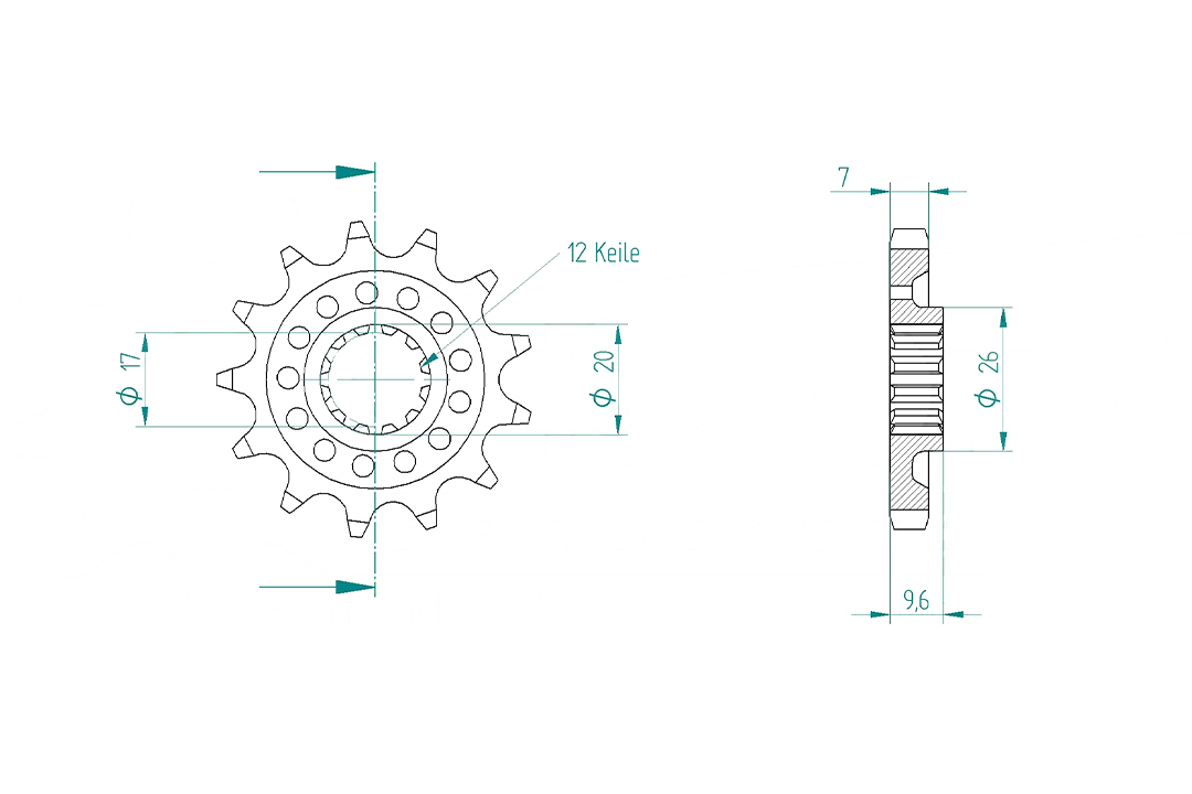Ritzel, 13 Zähne, Teilung 428