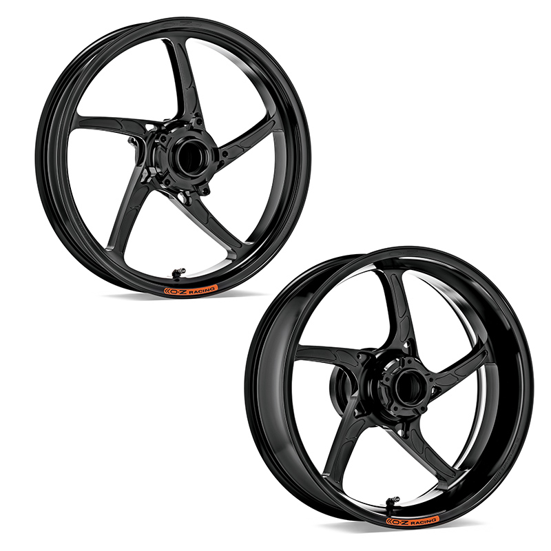 OZ Piega Aluminium Satz schwarz glänzend für Triumph Daytona 675(R), 2013-2017 und Street Triple 675, 2013-2016 und Street Triple 765 (R/S/RS), 2017-2020