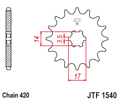 Ritzel, 14 Zähne, Teilung 420