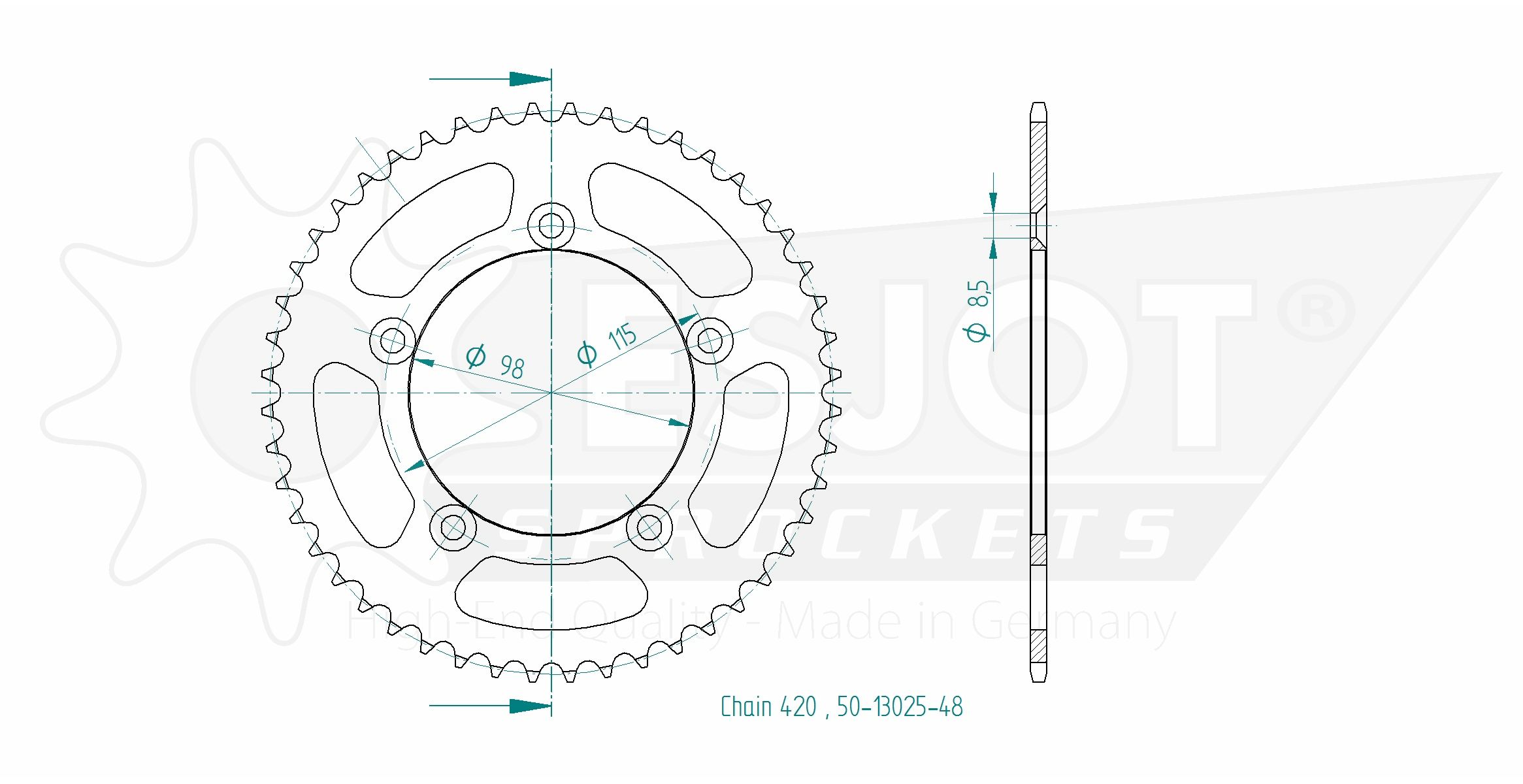 Esjot Kettenrad Z-46 KTM SX50 Pro Senior LC, Alu