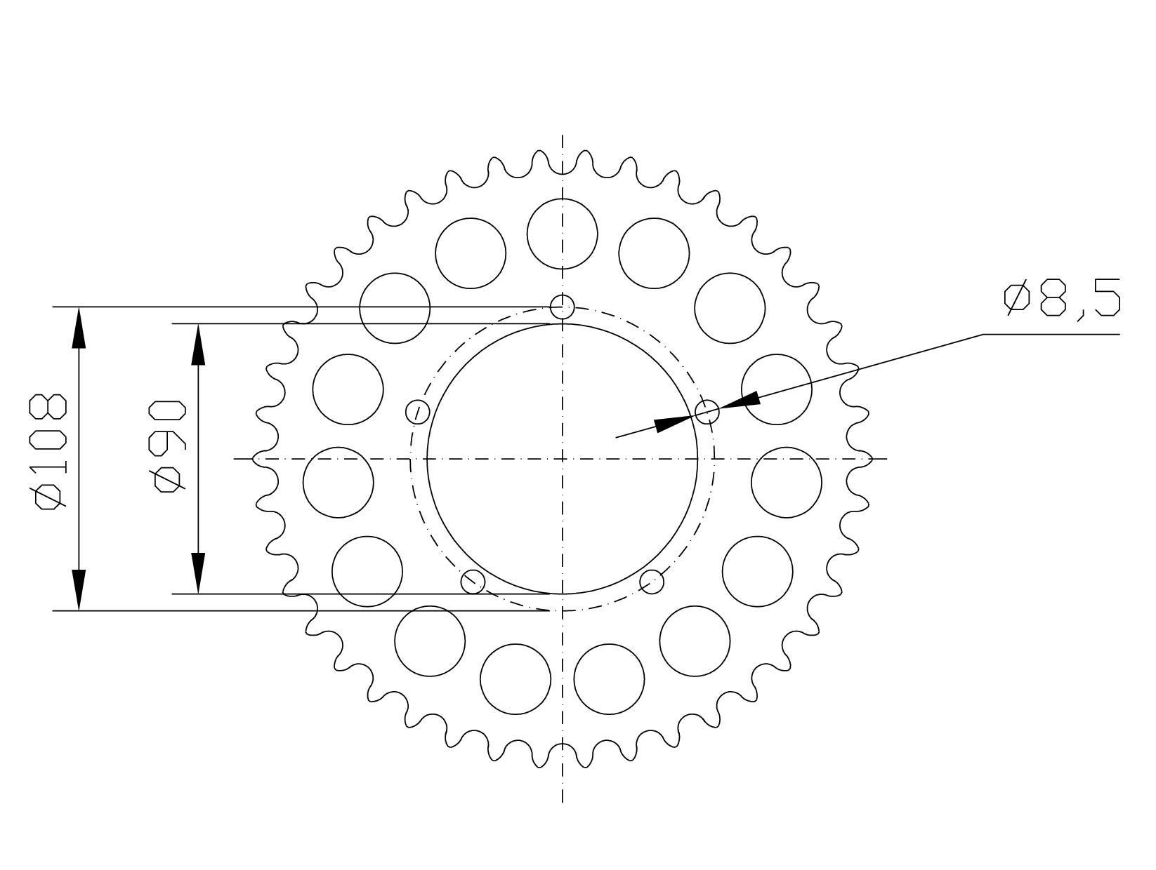 Kettenrad Aluminium, CAG/DUC Z-36