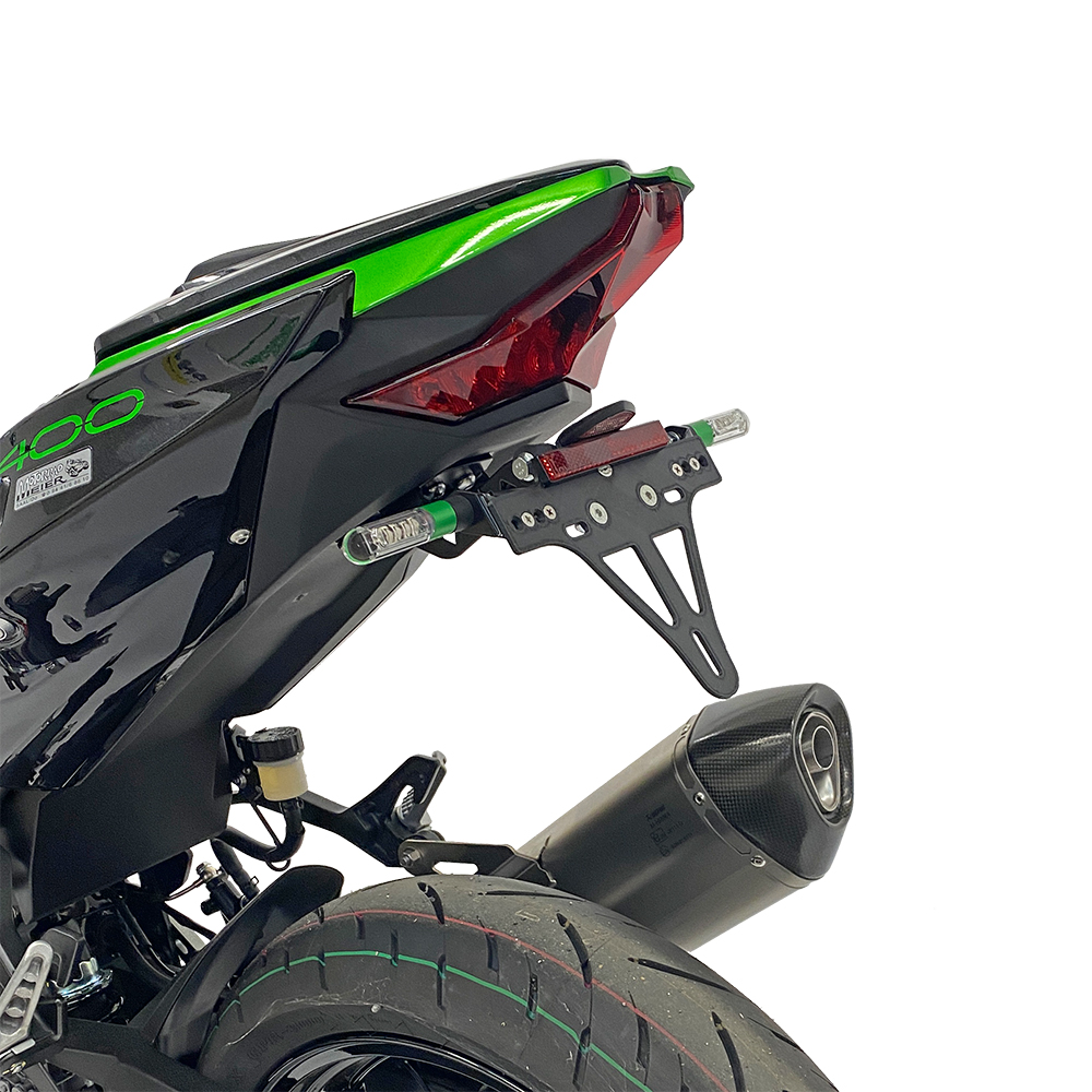 alpha Technik Kennzeichenhalter Edelstahl schwarz für Kawasaki Ninja 400 / Z400 ab 2018- 