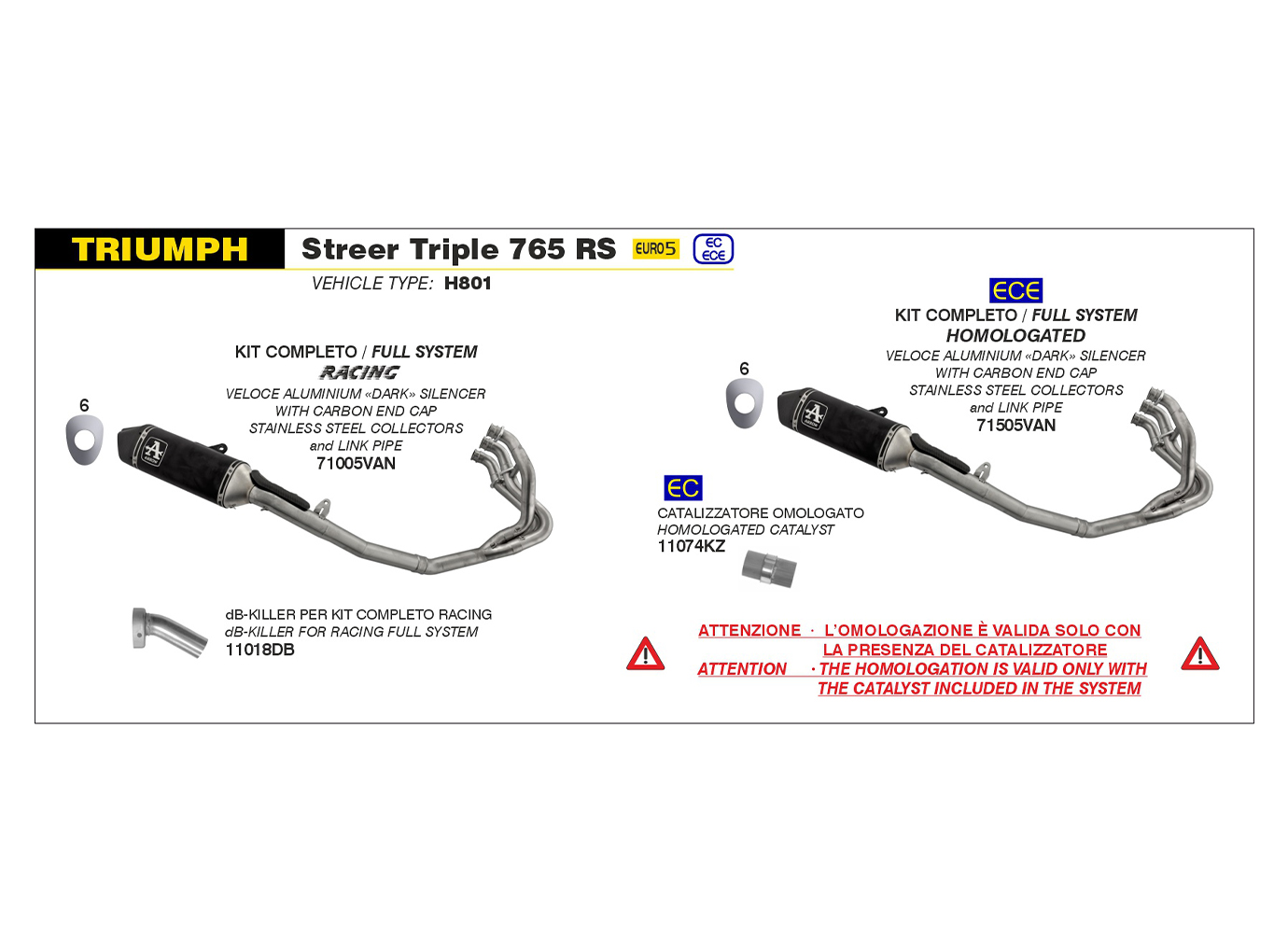 ARROW Kommplettanlage mit Straßenzulassung für Triumph Street Triple 765 RS Modelljahr 2023-