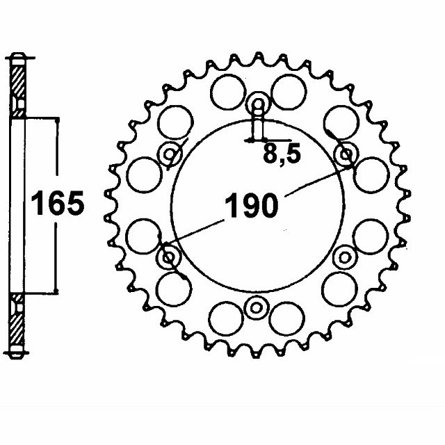 DID Kettensatz mit 520VX3 Kette, Farbe standard, für KTM GS600 LC4, Modelljahr 1988-1992